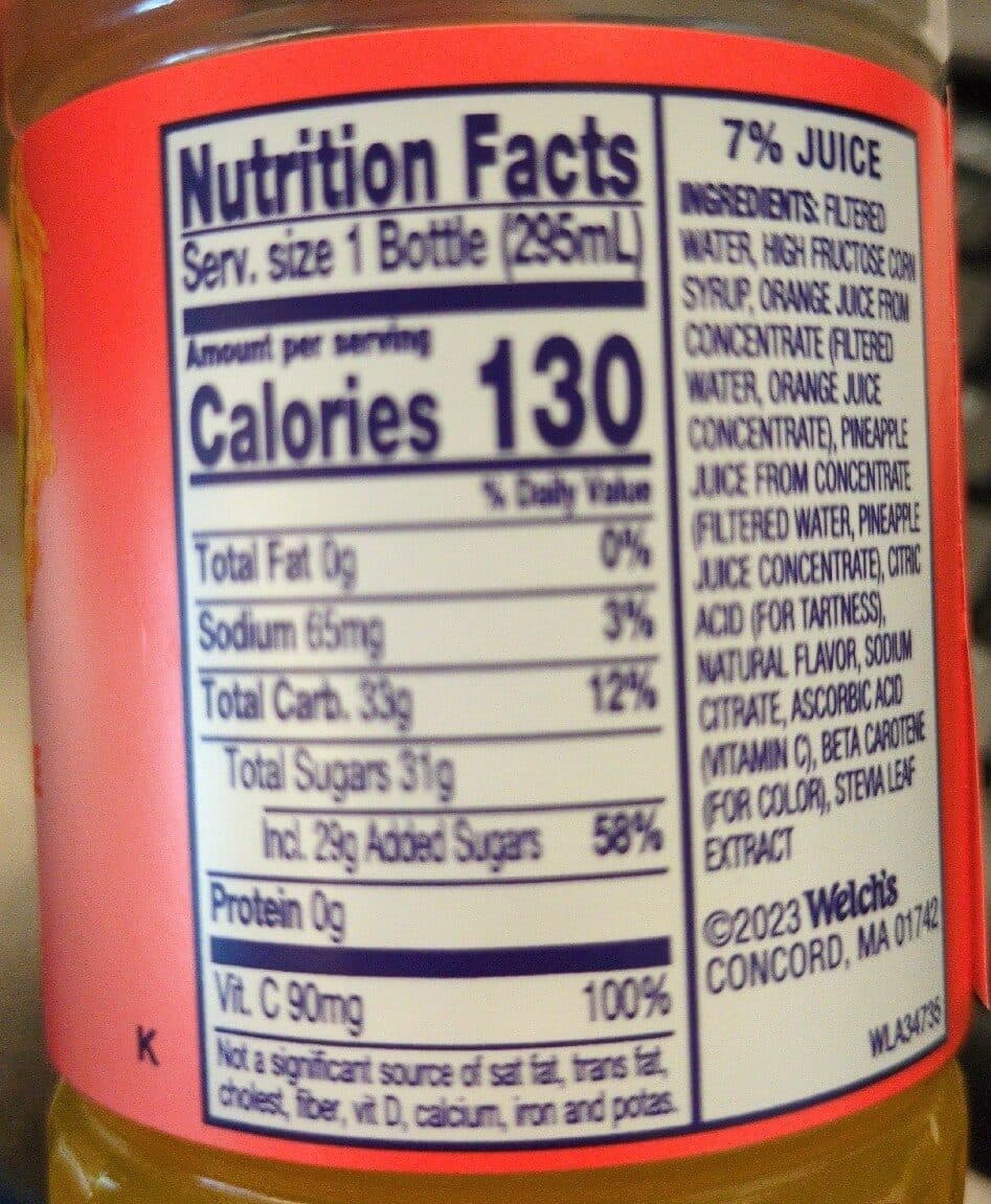 Welch's ORANGE PINEAPPLE FLAVORED JUICE DRINK FROM CONCENTRATE packshot