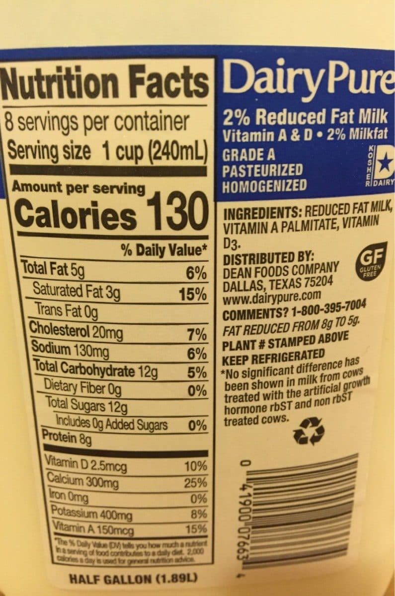 Dairy Pure 2% reduced fat milk packshot