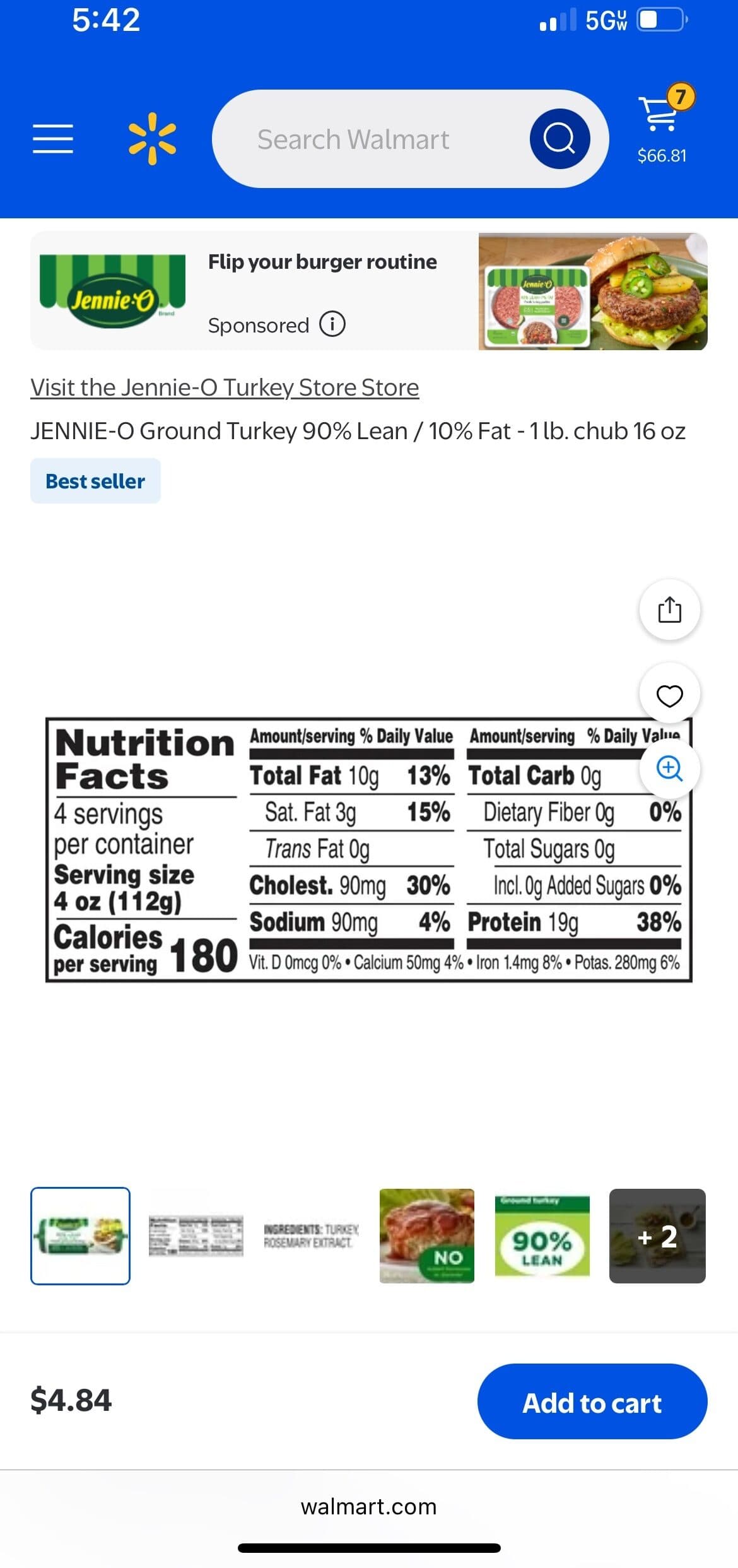 Jennie-O fresh ground turkey packshot