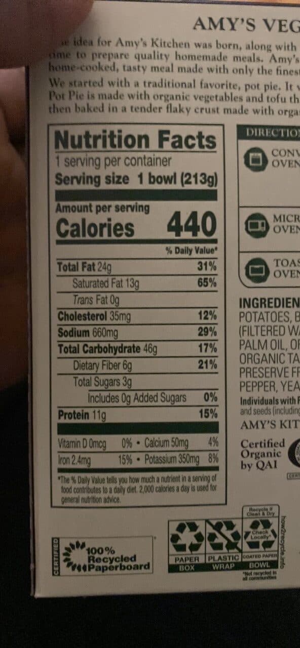 Amy's Vegetable Pot Pie packshot