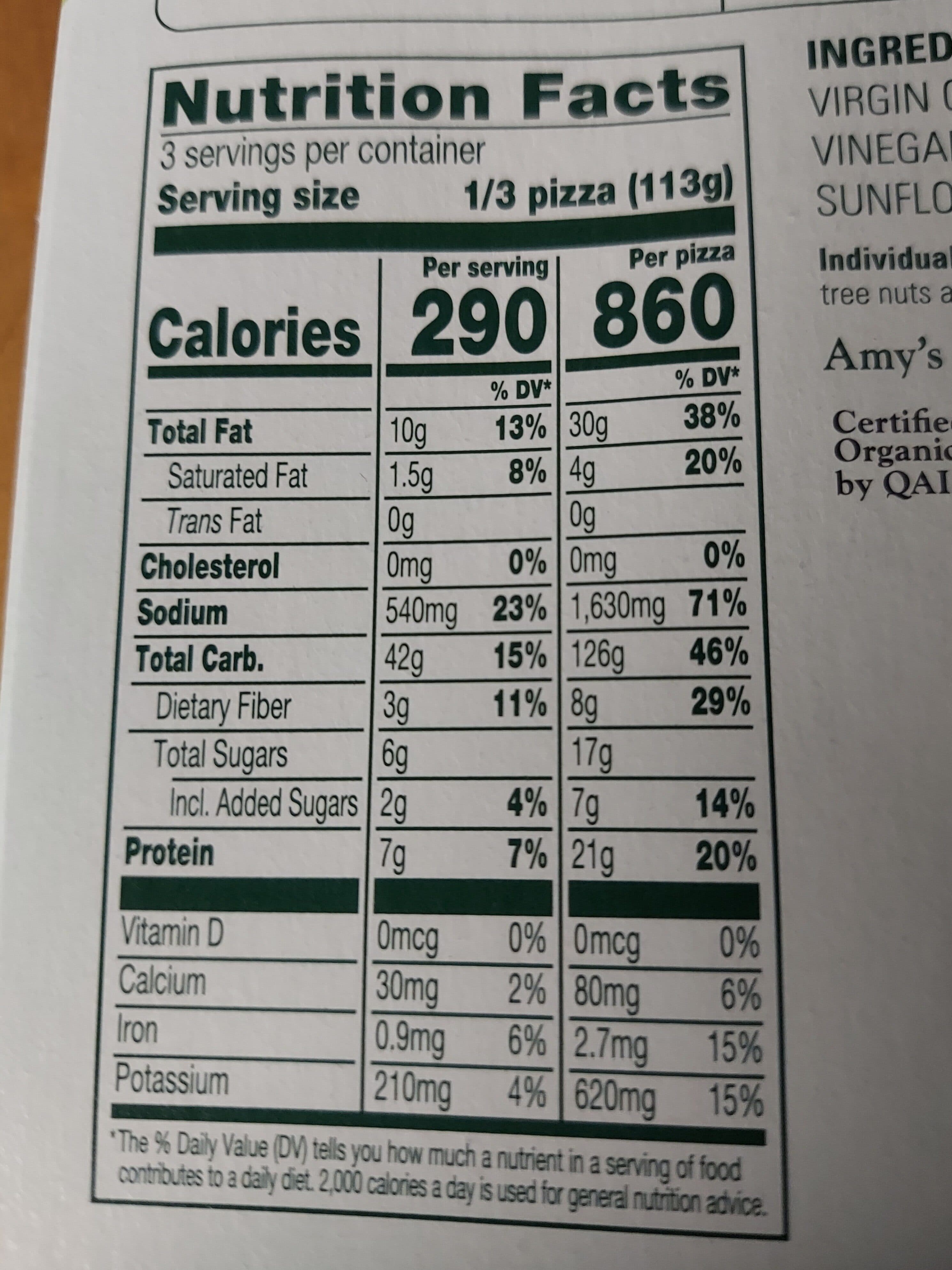 Amy's Roasted vegetable pizza, roasted vegetable packshot