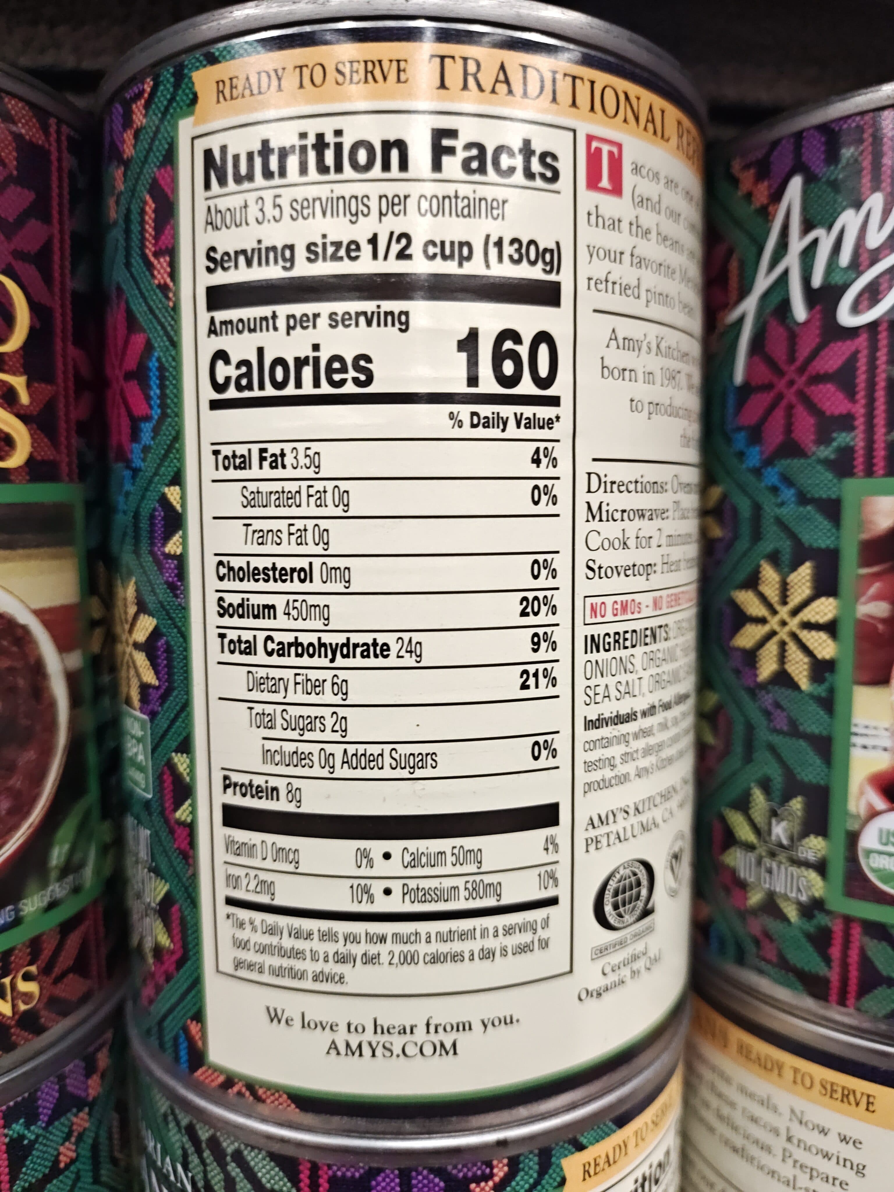 Amy's REFRIED BEANS packshot