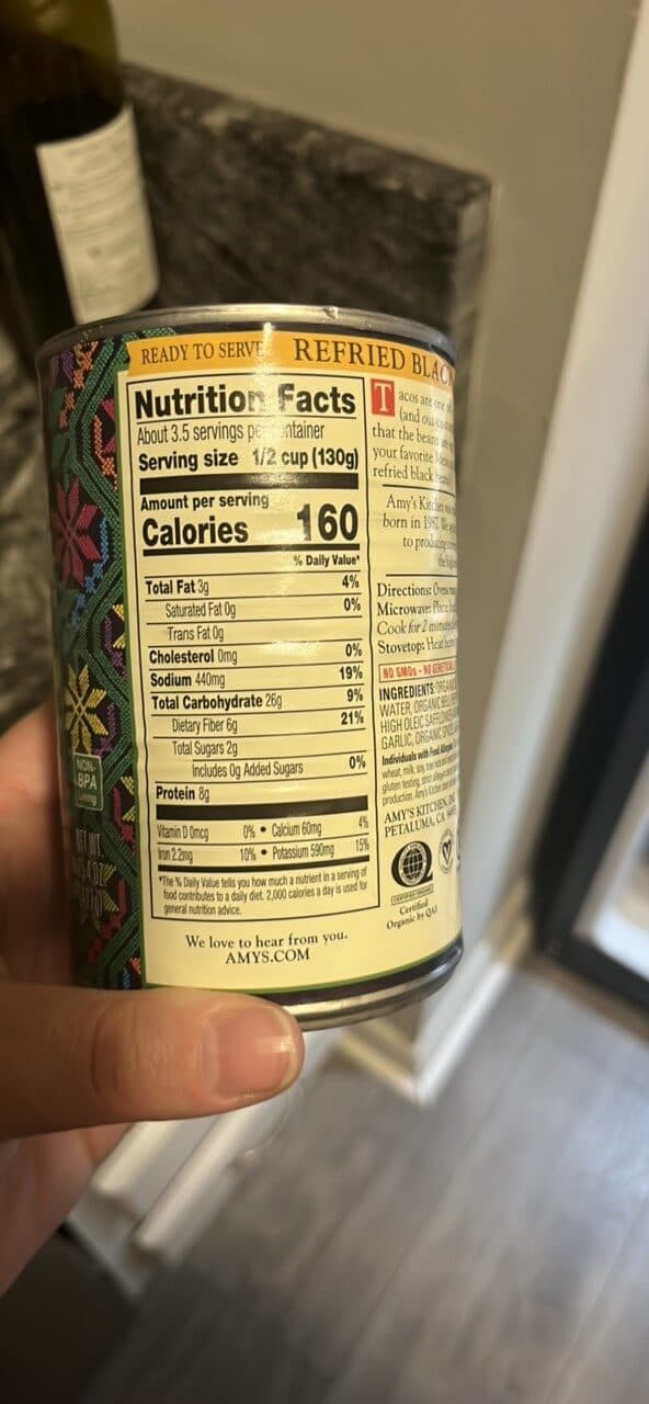 Amy's Refried Black Beans packshot