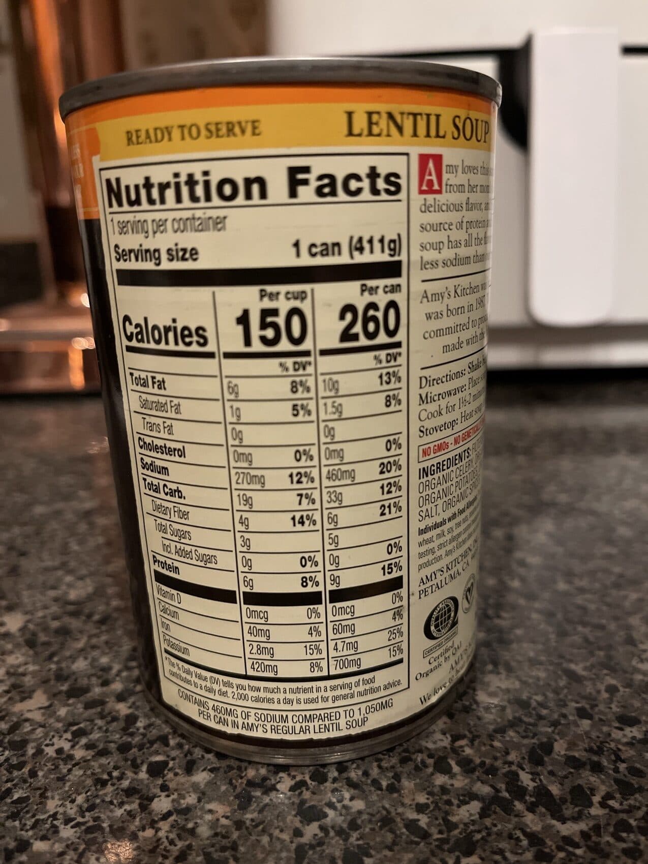 Amy's Organic Lentil Soup Low Sodium packshot