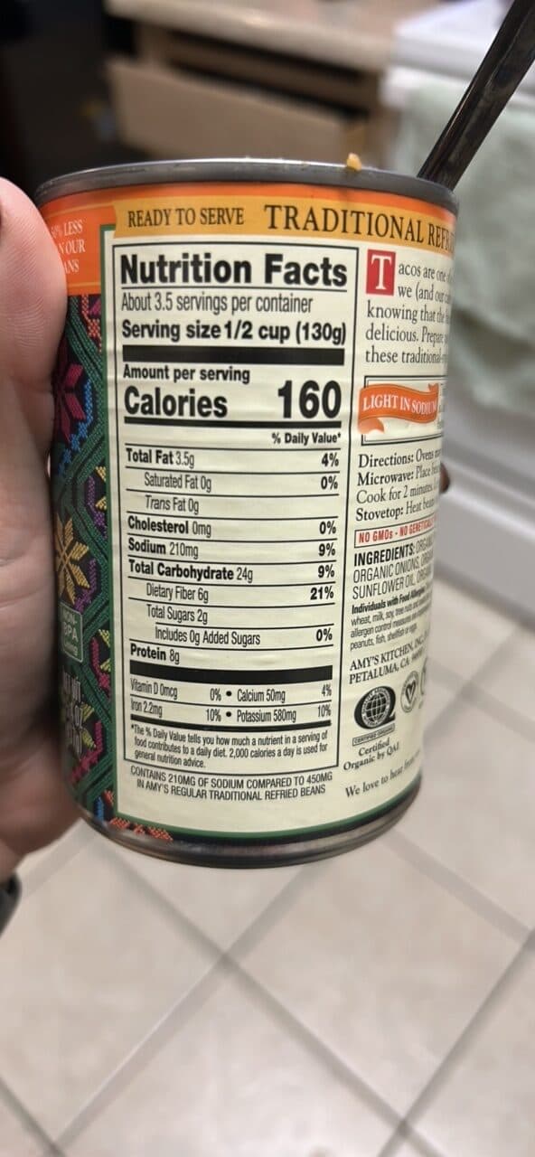 Amy's Vegetarian Organic Refried Beans packshot