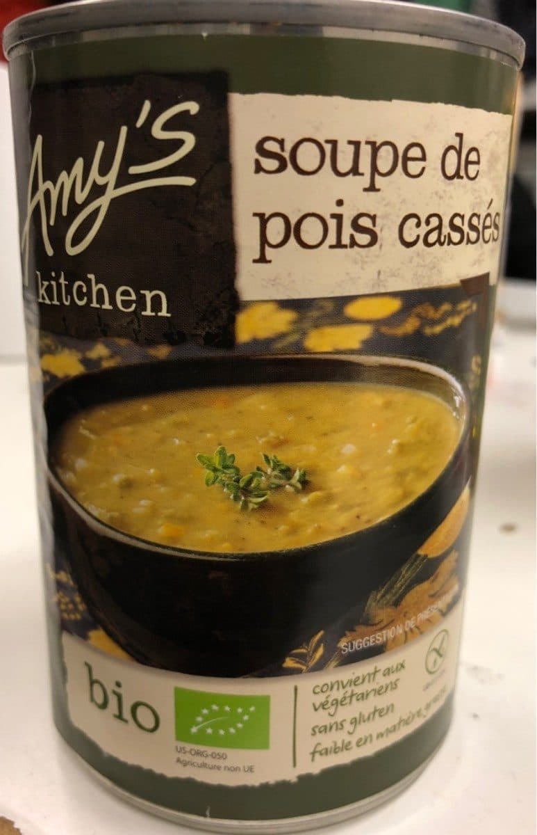 Amy's Kitchen Soupe Bio Pois Casses Sans Gluten Amy S Kitchen packshot