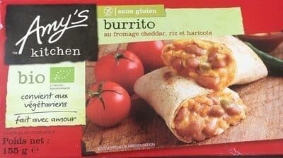 Amy’s Kitchen Burrito au cheddar, riz et harricots packshot