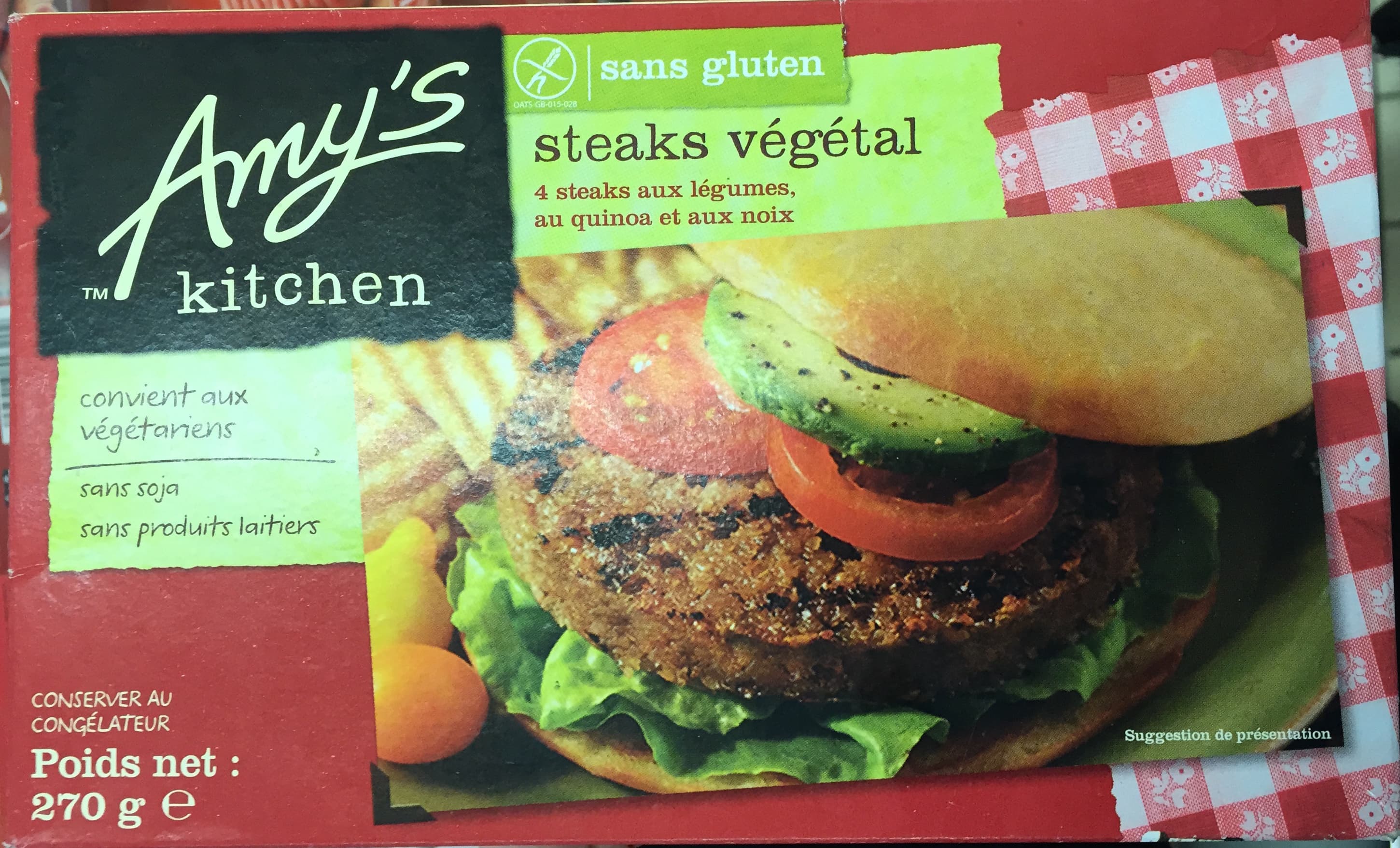 Amy's Kitchen 4 Steaks aux légumes, au quinoa et aux noix packshot