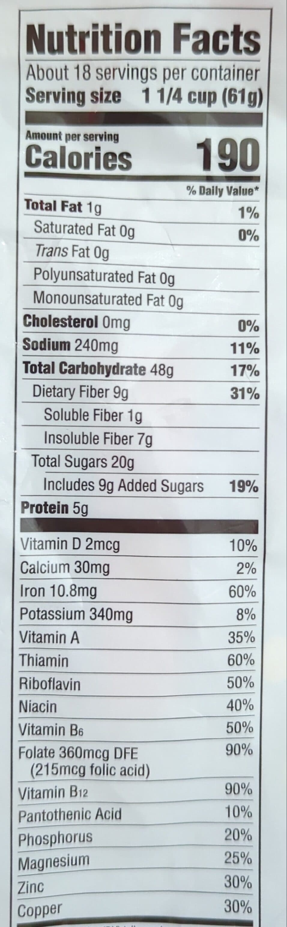 Malt O Meal Raisin bran cereal packshot