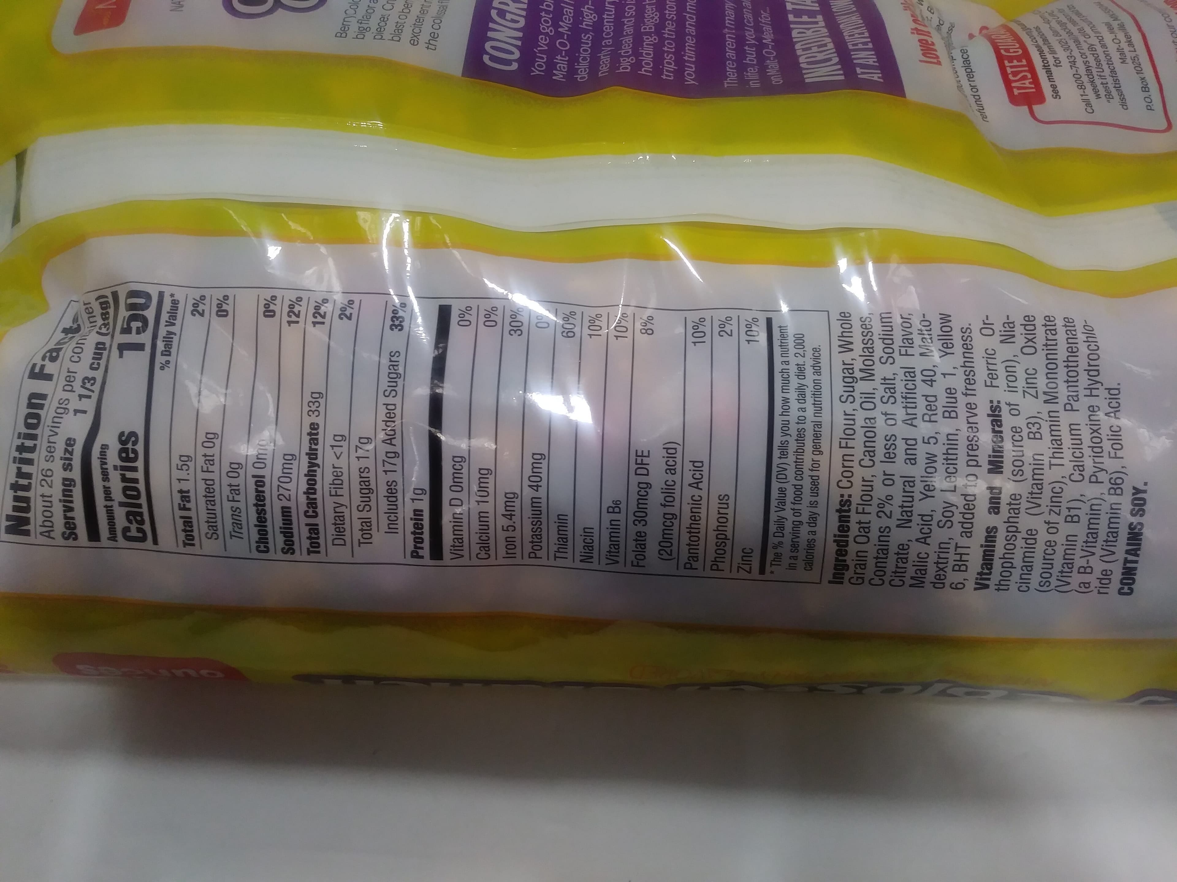 Malt-O-Meal Berry Colossal Crunch Cereal packshot