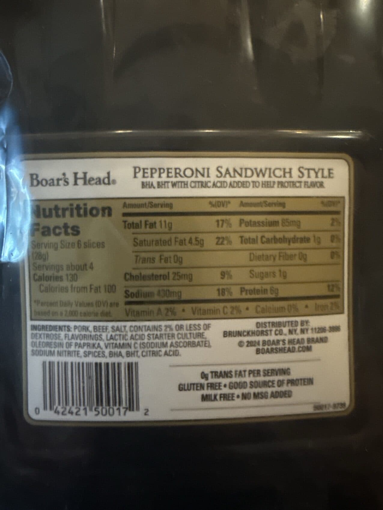 Boar's Head Sandwich Style Pepperoni packshot