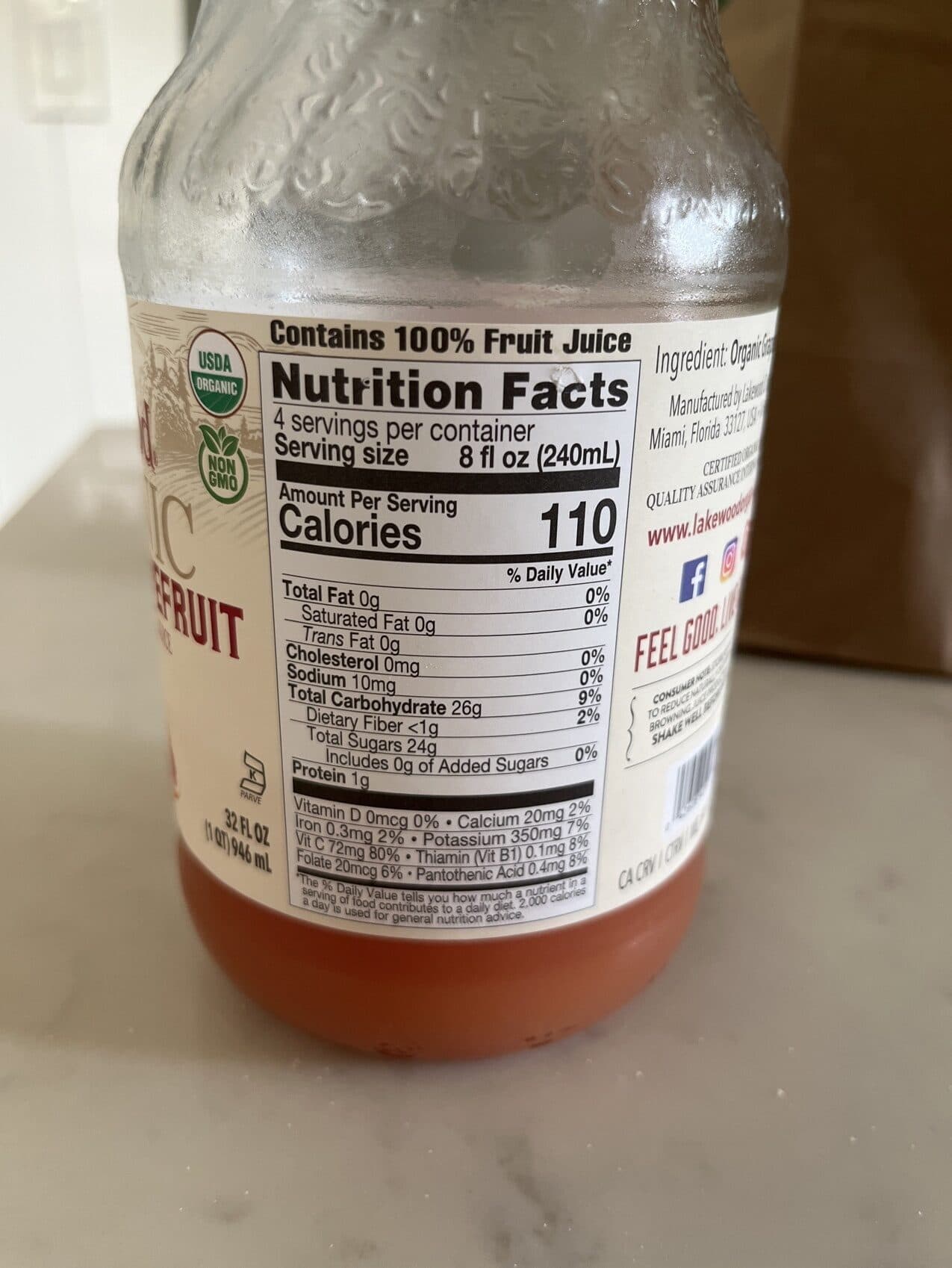 Lakewood Pure Pink Grapefruit Juice packshot