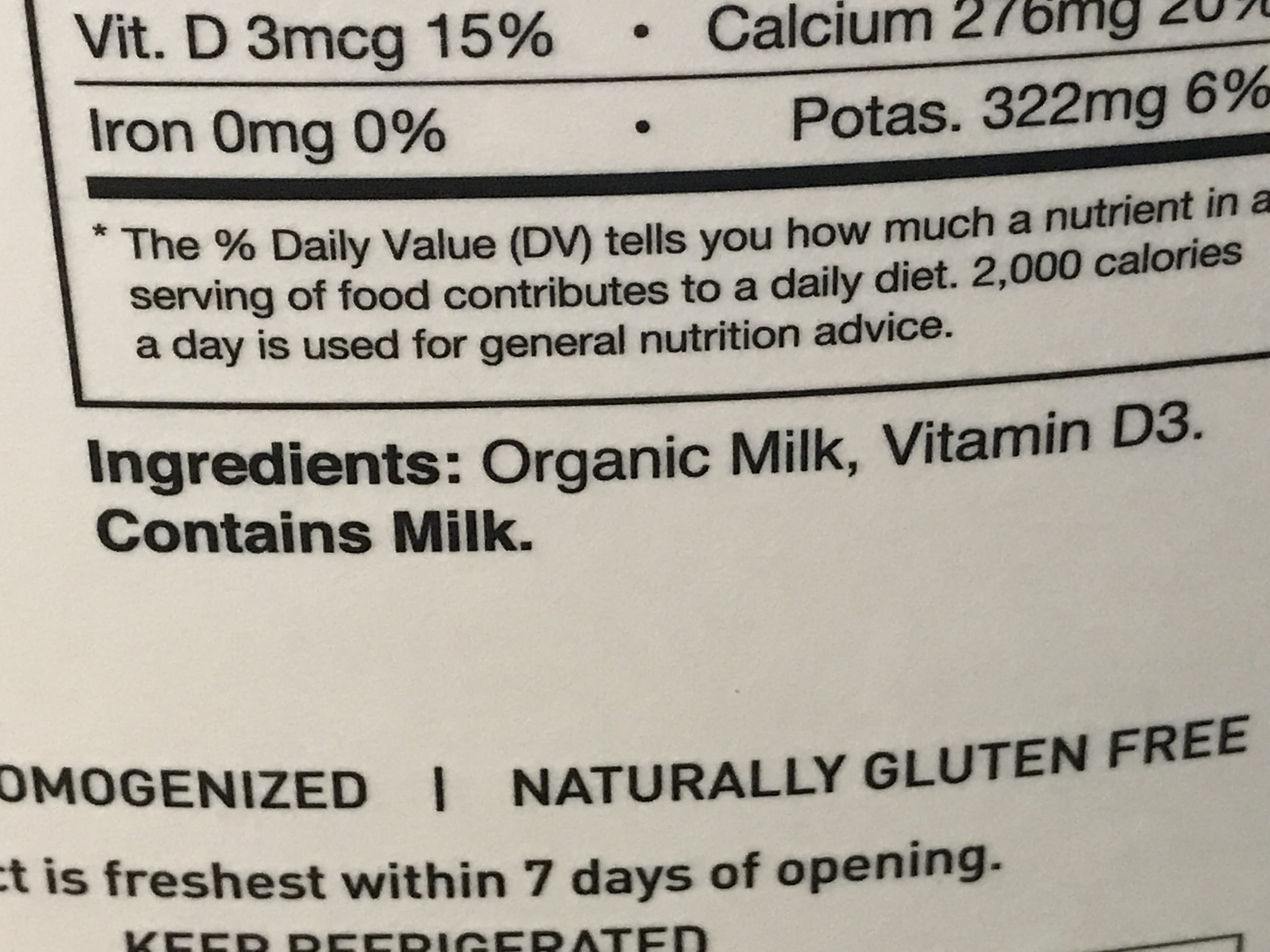 Byrne Dairy Inc. Organic Vitamin D Whole Milk packshot