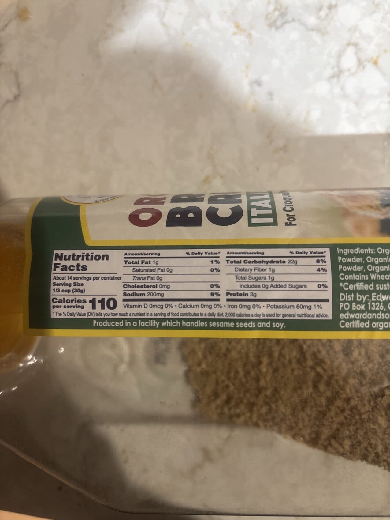 Edward & Sons Italian Herbs Organic Breadcrumbs packshot