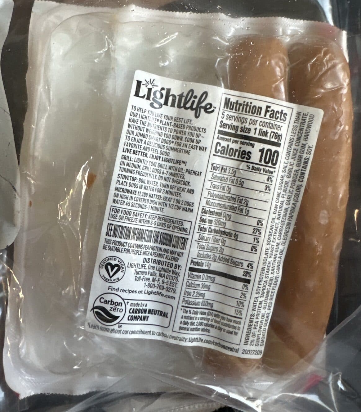 Lightlife Foods Jumbo Smart Dogs Plant-Based Hot Dogs packshot