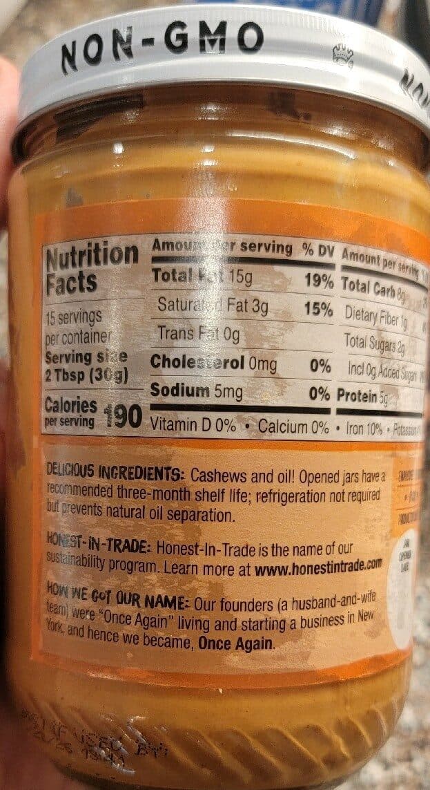 Once Again Cashew Butter packshot