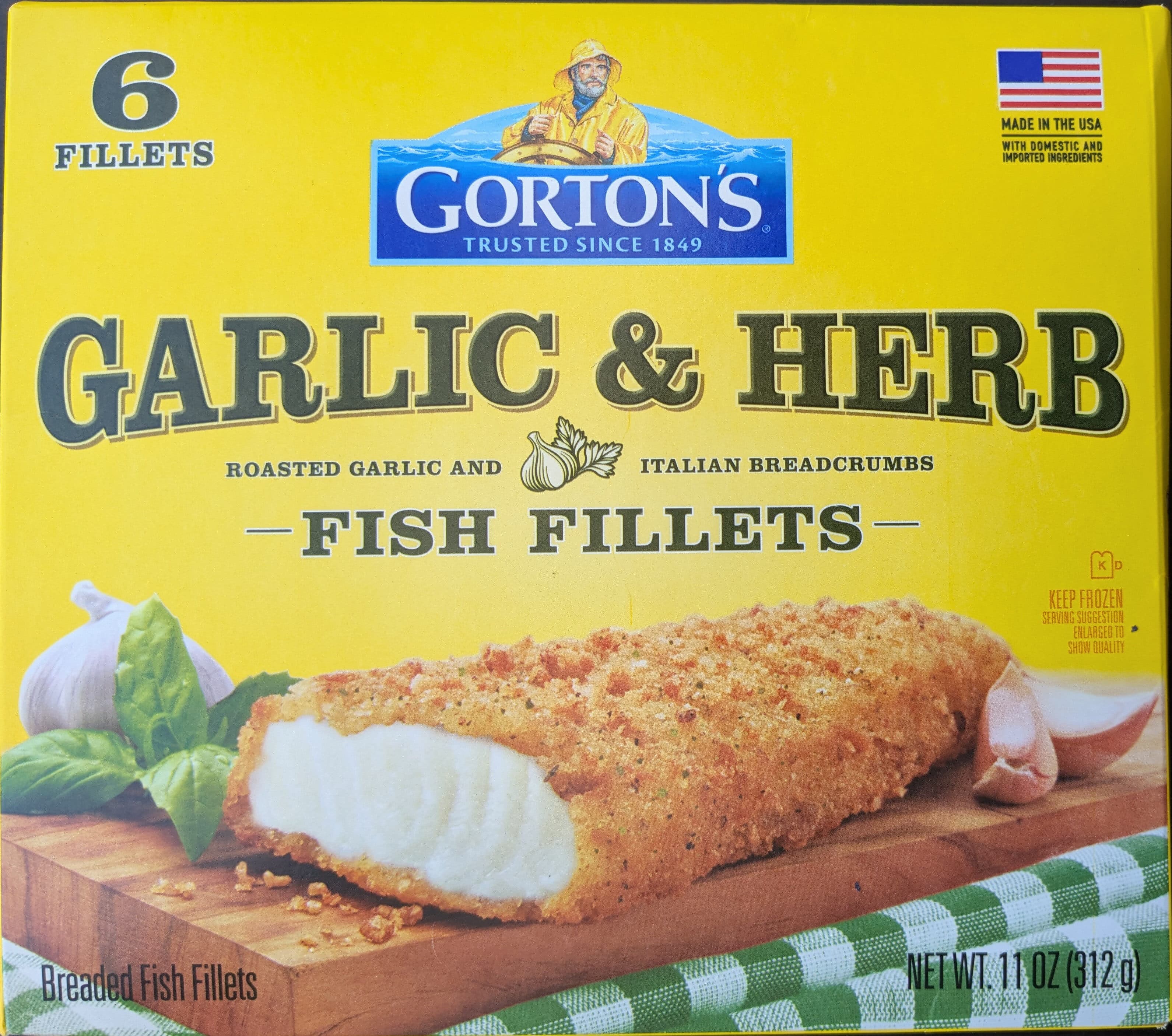 Gorton's Roasted Garlic & Italian Herb Breaded Fish Fillets packshot