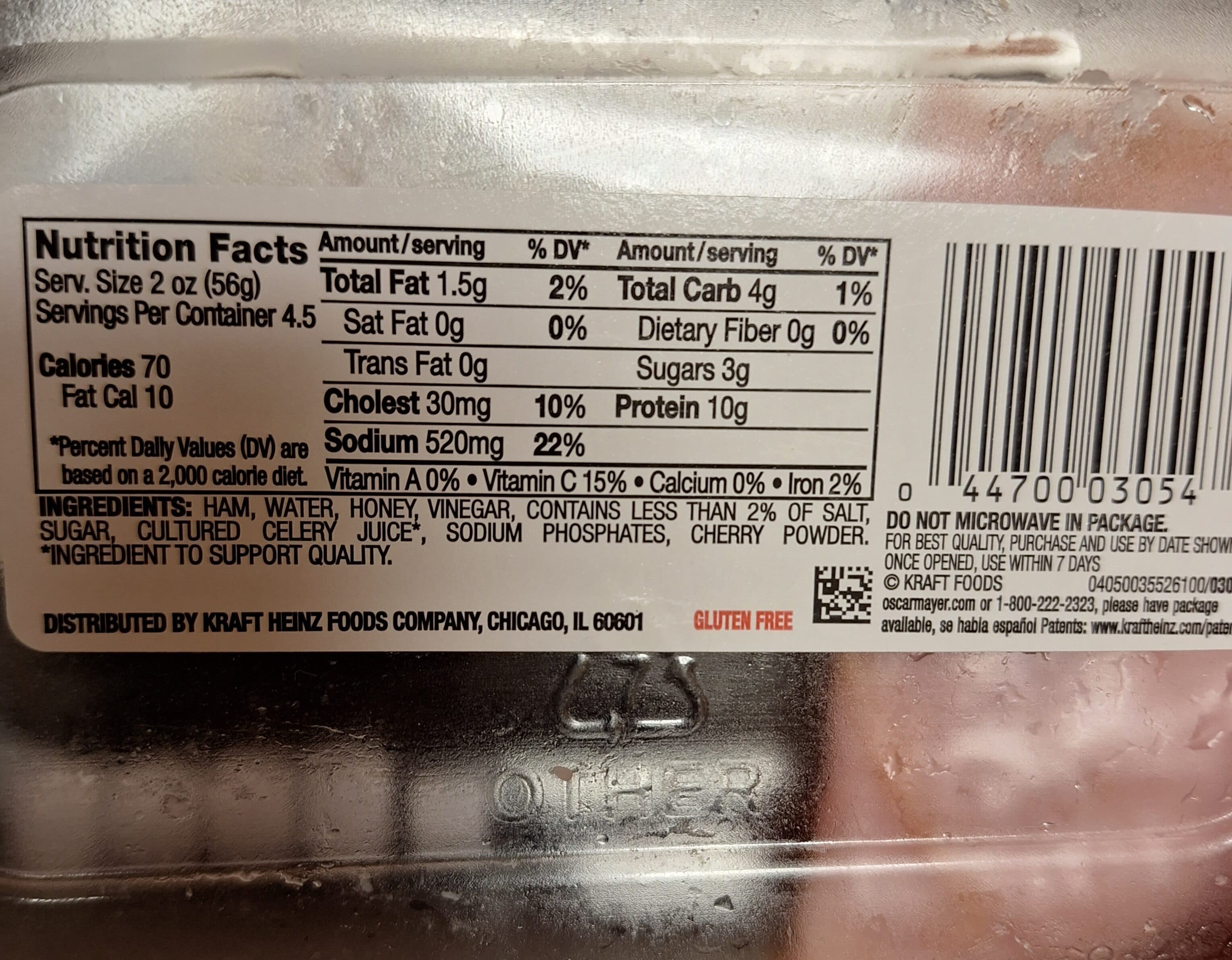 Oscar Mayer Honey Uncured Ham packshot
