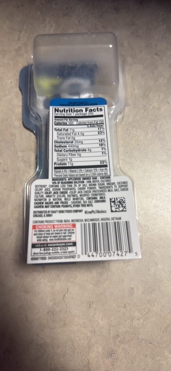 P3 Ham Colby Jack Cashews packshot