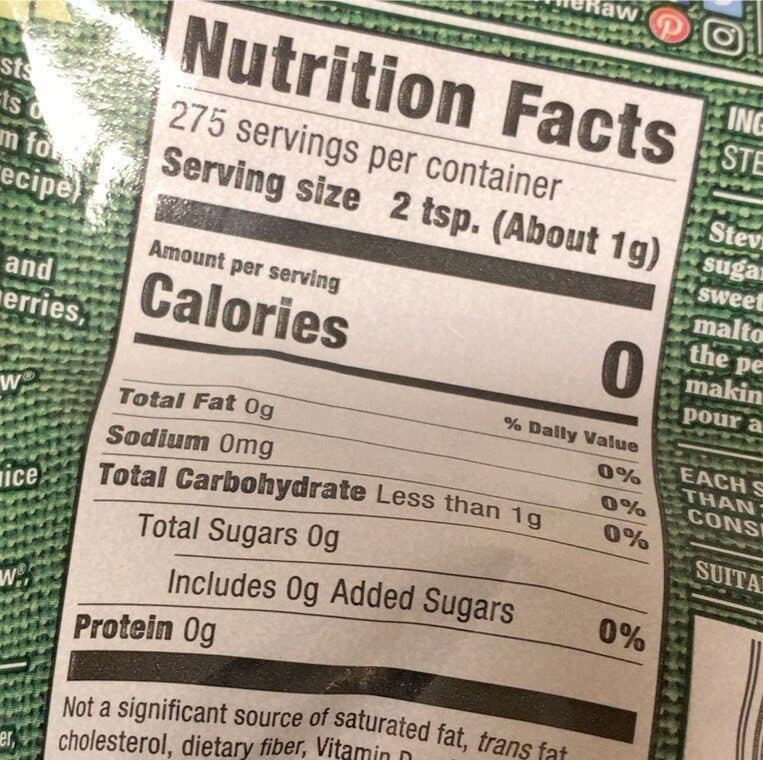 In the Raw Stevia ounce bakers packshot