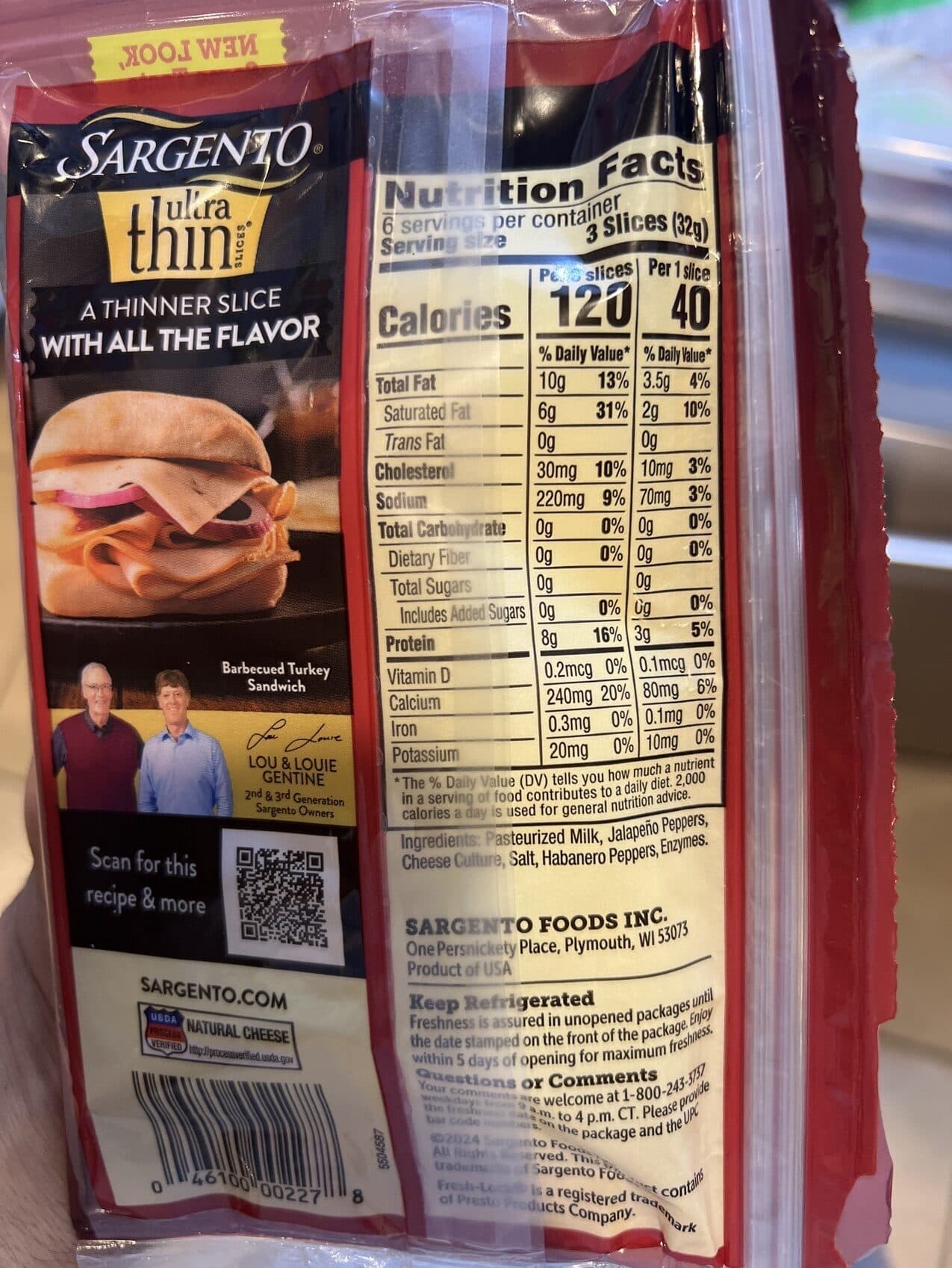Sargento Ultra Thin Sliced Pepper Jack Cheese packshot