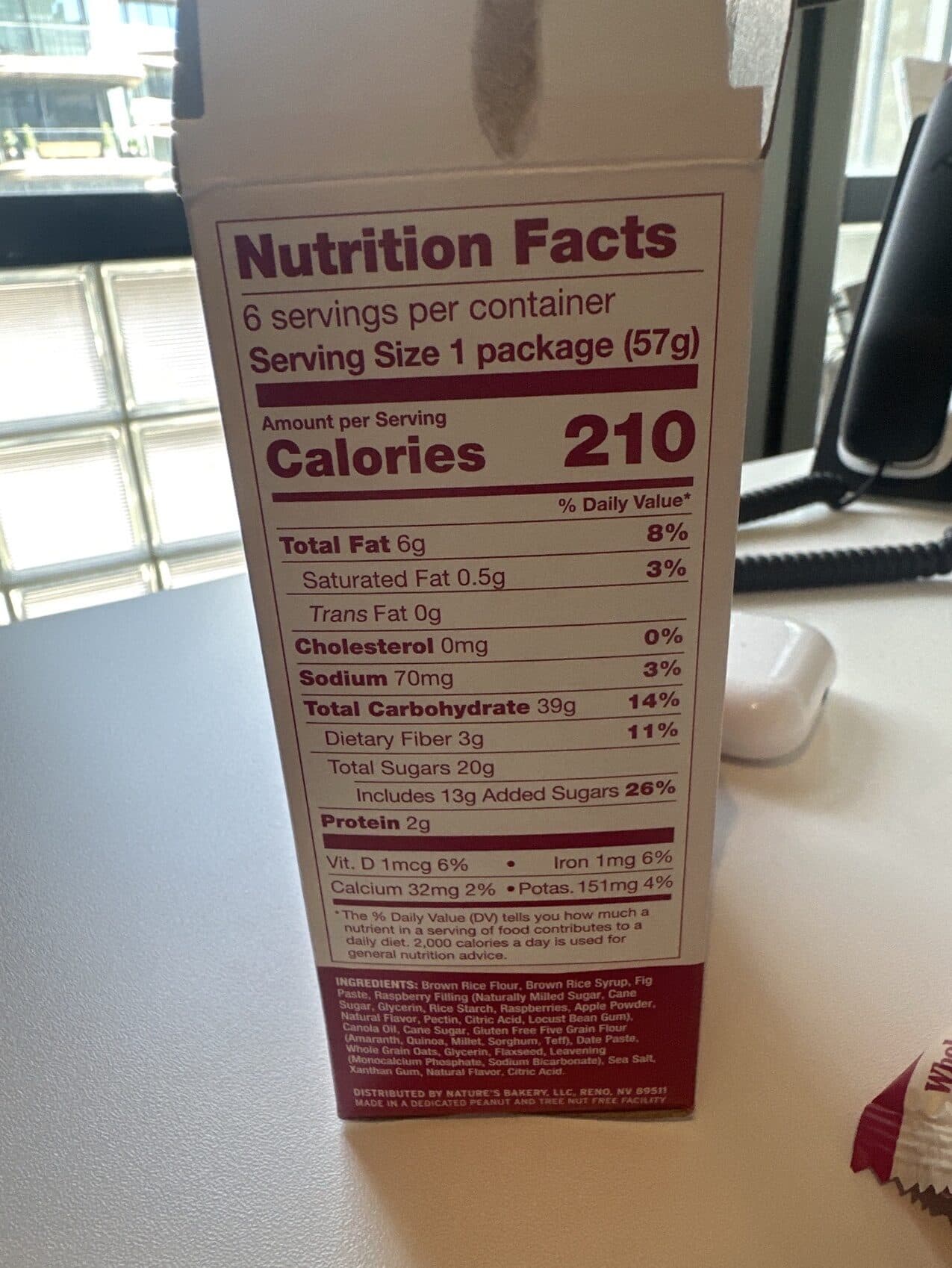 Nature's Bakery Raspberry Fig Bar Made With Ancient Grains packshot