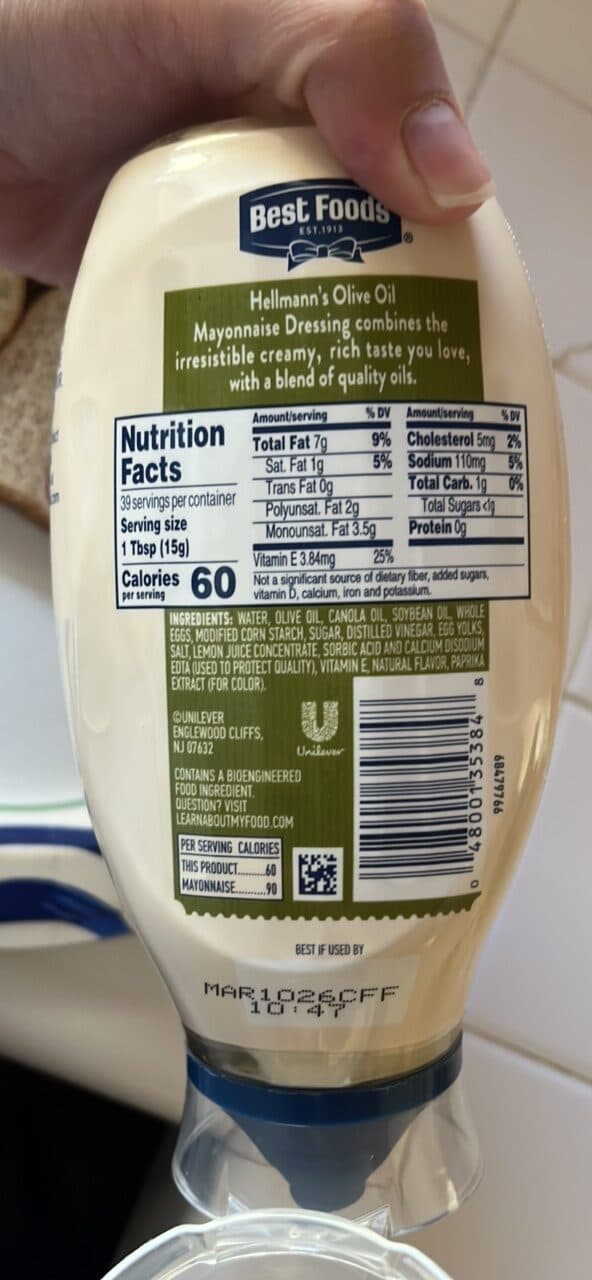 Best Foods Olive Oil Mayonnaise Dressing packshot