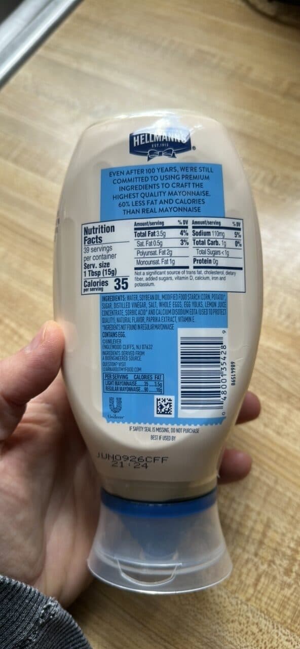 HELLMANN'S LIGHT MAYONNAISE packshot