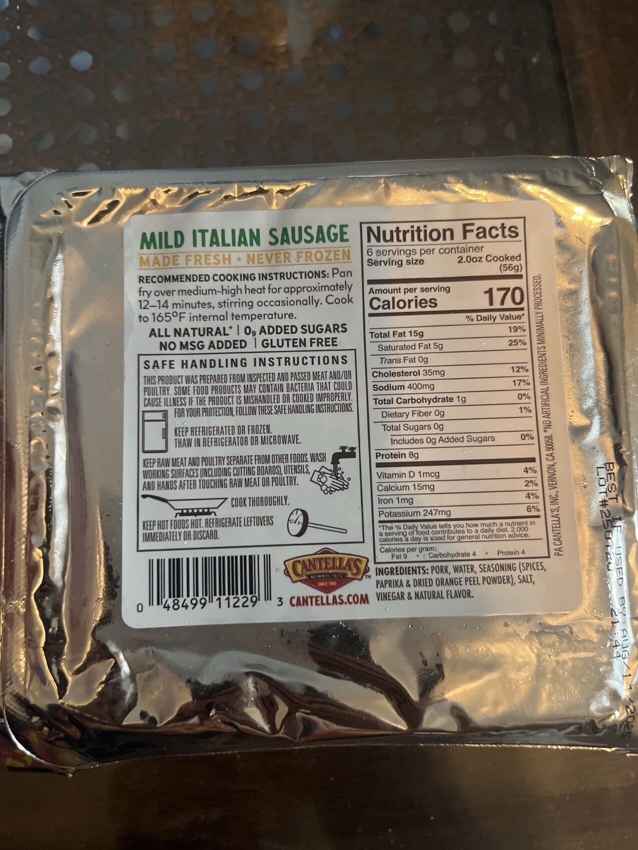 Cantella's Italian Sausage packshot
