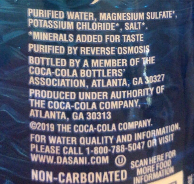 Dasani Purified water packshot