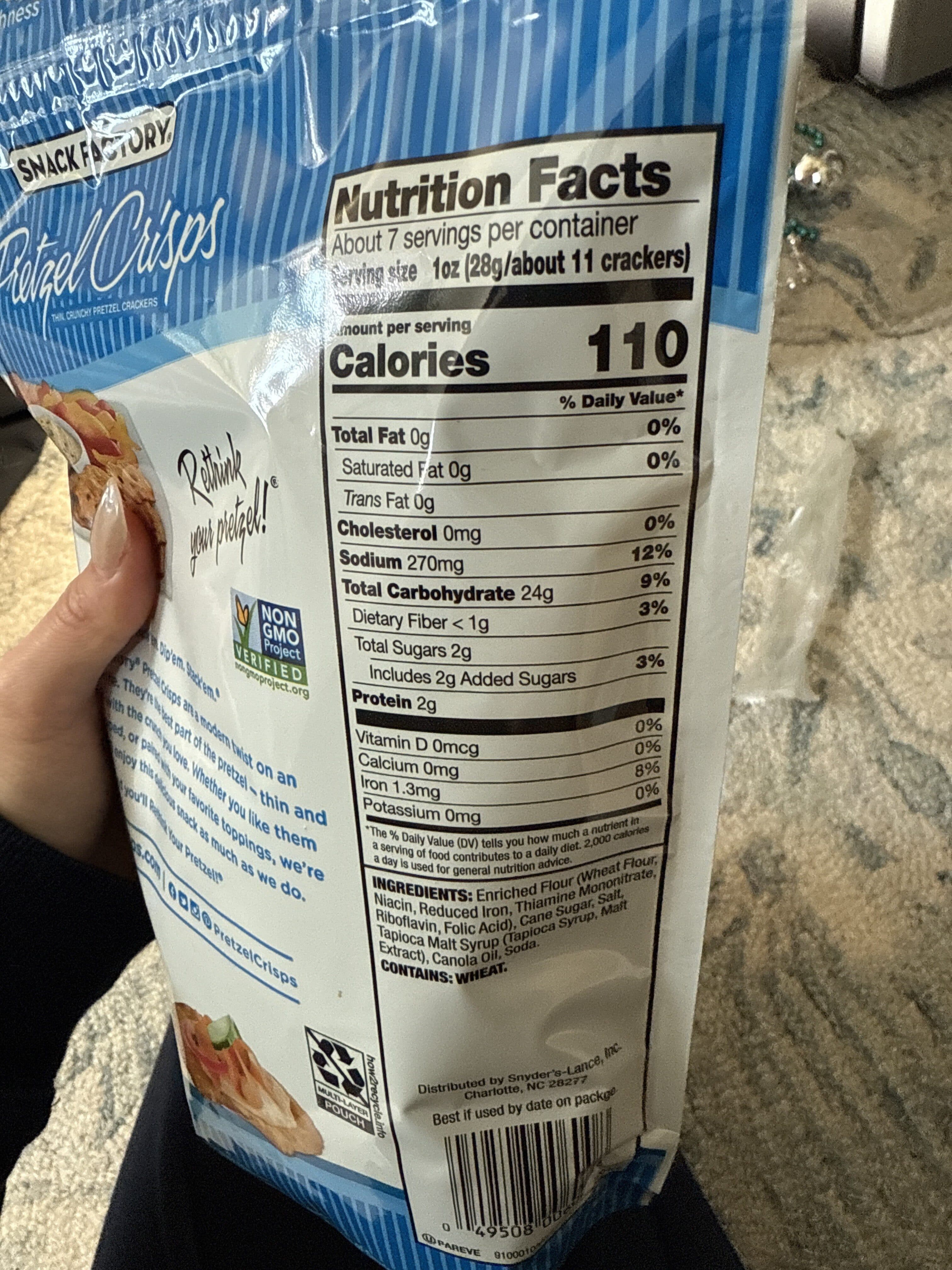 SNACK FACTORY Pretzel Crisps Original Deli Style packshot