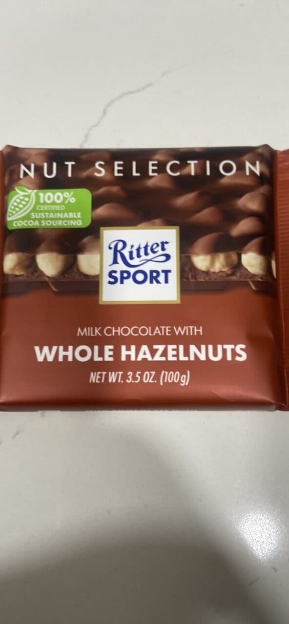 Ritter Sport Milk Chocolate with Whole Hazelnuts packshot