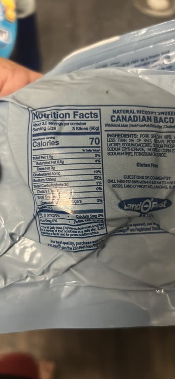 Land O' Frost Natural Hickory Smoked Canadian Bacon packshot