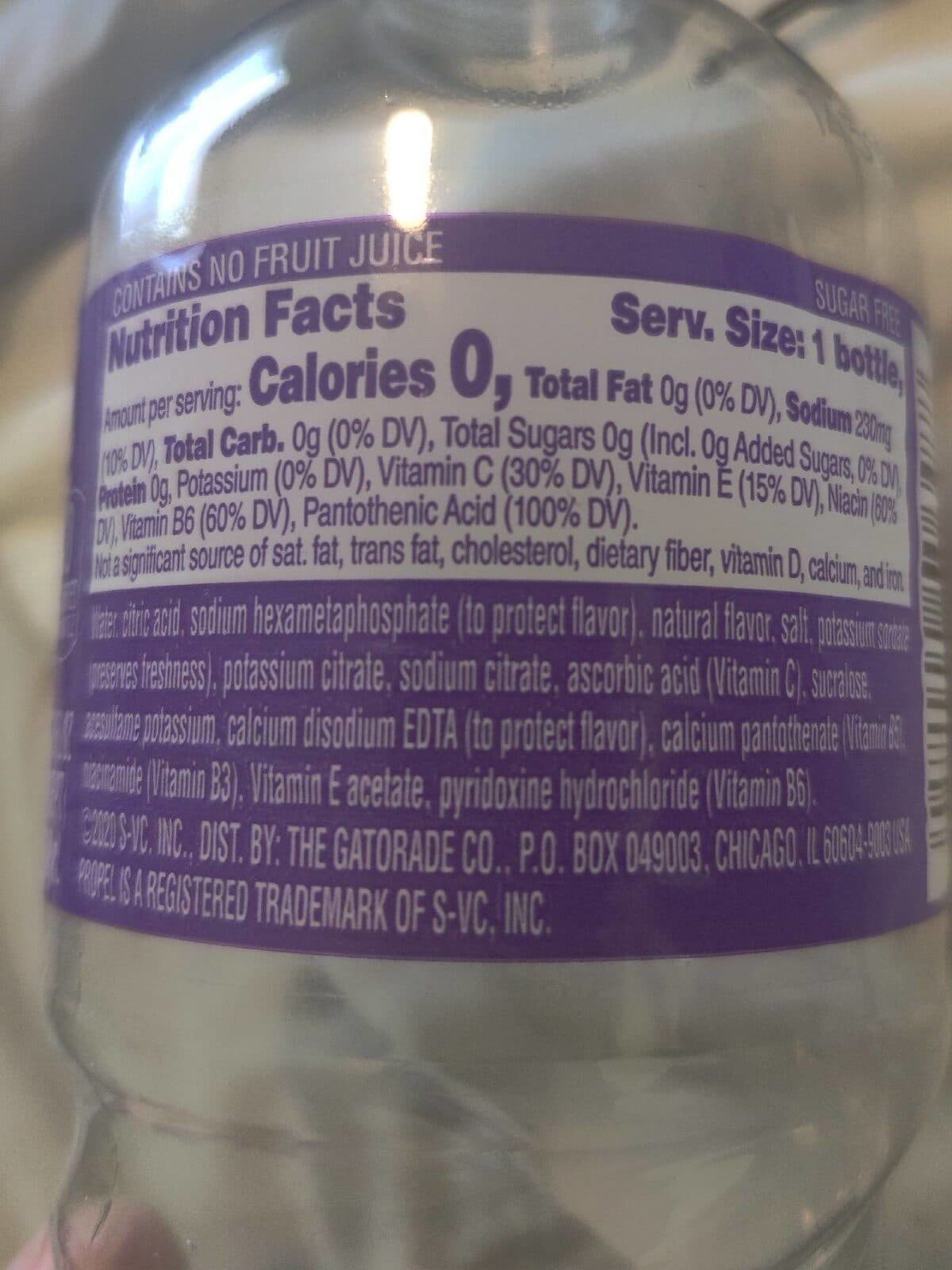 Open Food Facts Grape Propel Electrolyte Water packshot