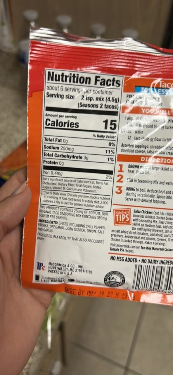 McCormick McCormick Taco Seasoning Mix, low sodium packshot