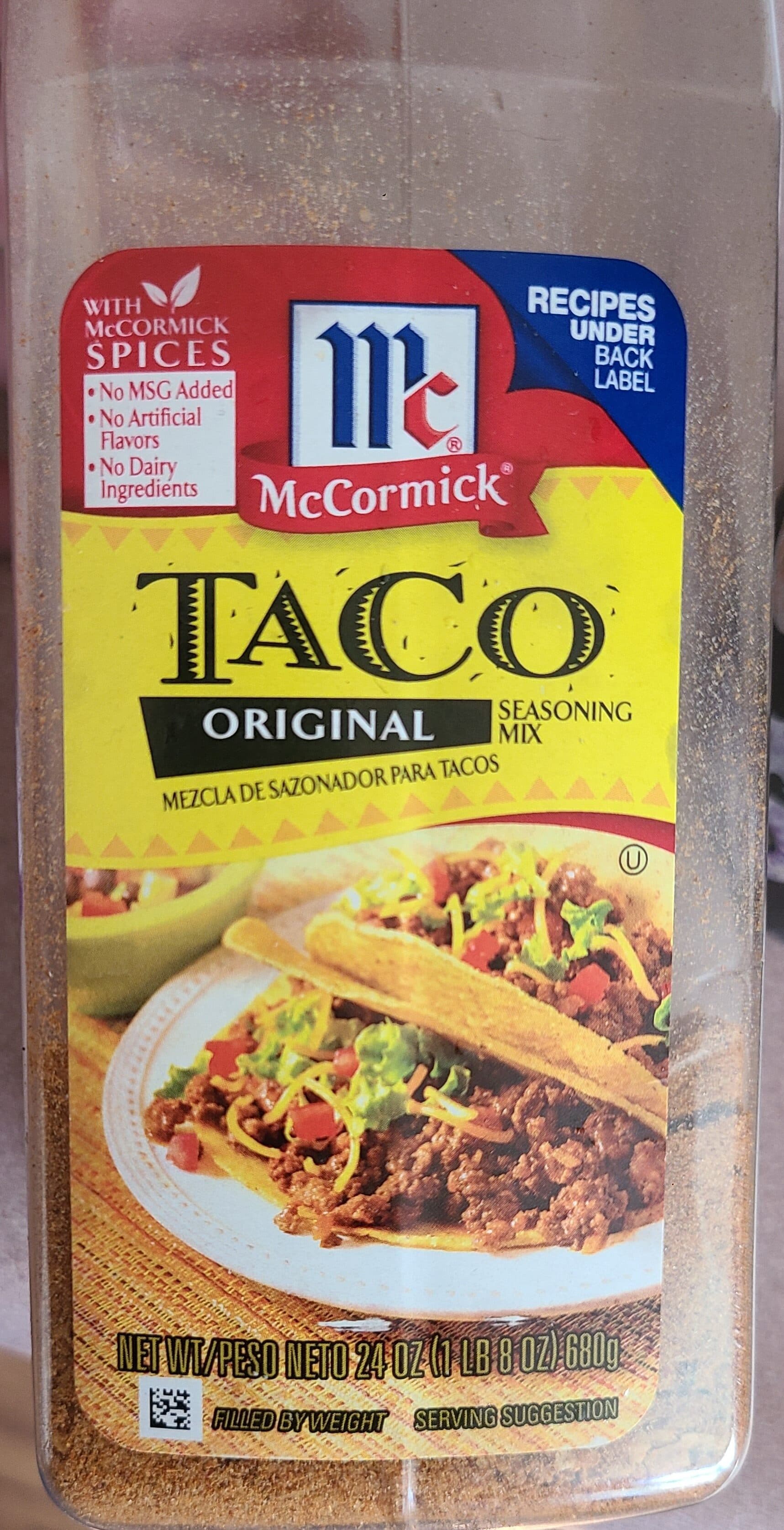 Mccormick Original taco seasoning mix packshot