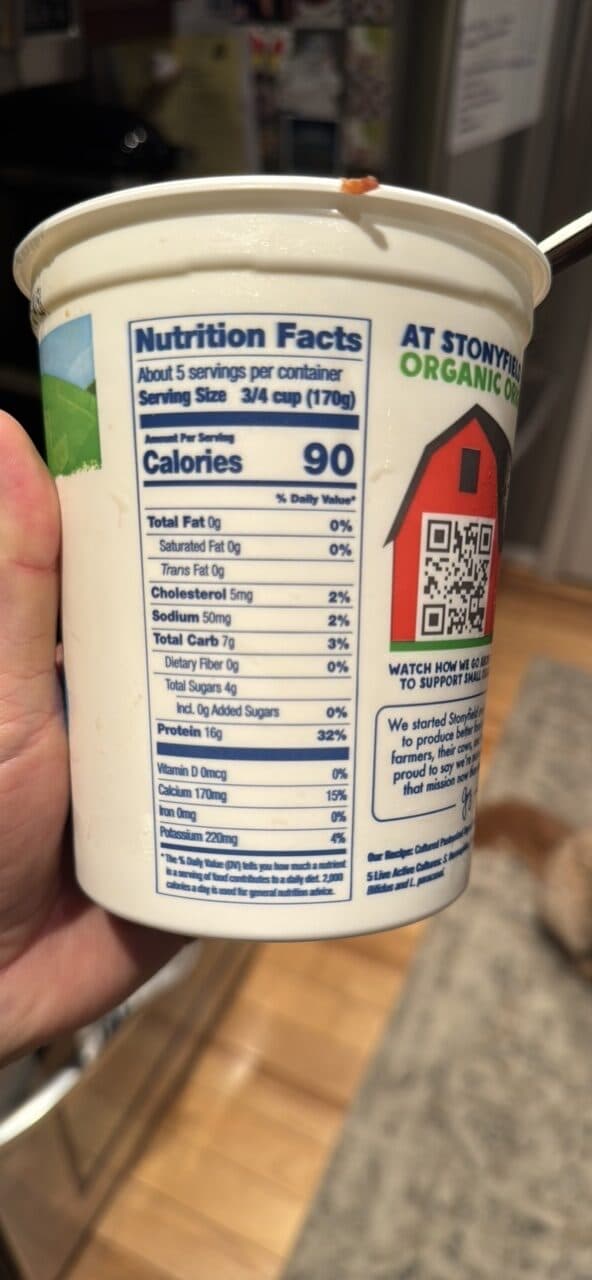 Stonyfield Organic Greek Nonfat Plain Yogurt packshot