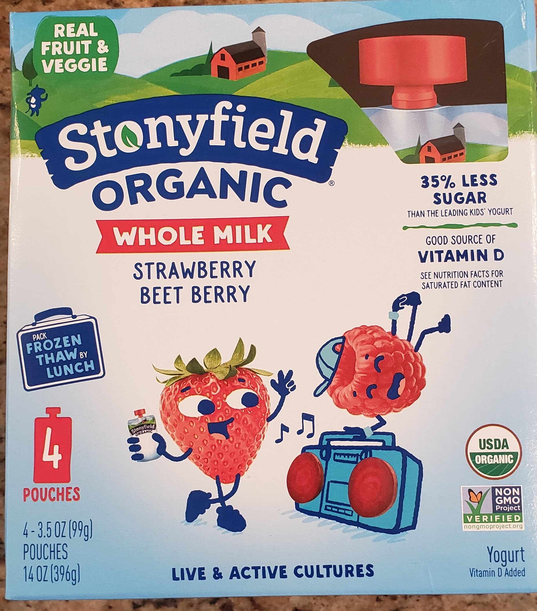 Stonyfield Organic Whole Milk Strawberry Beet Berry packshot