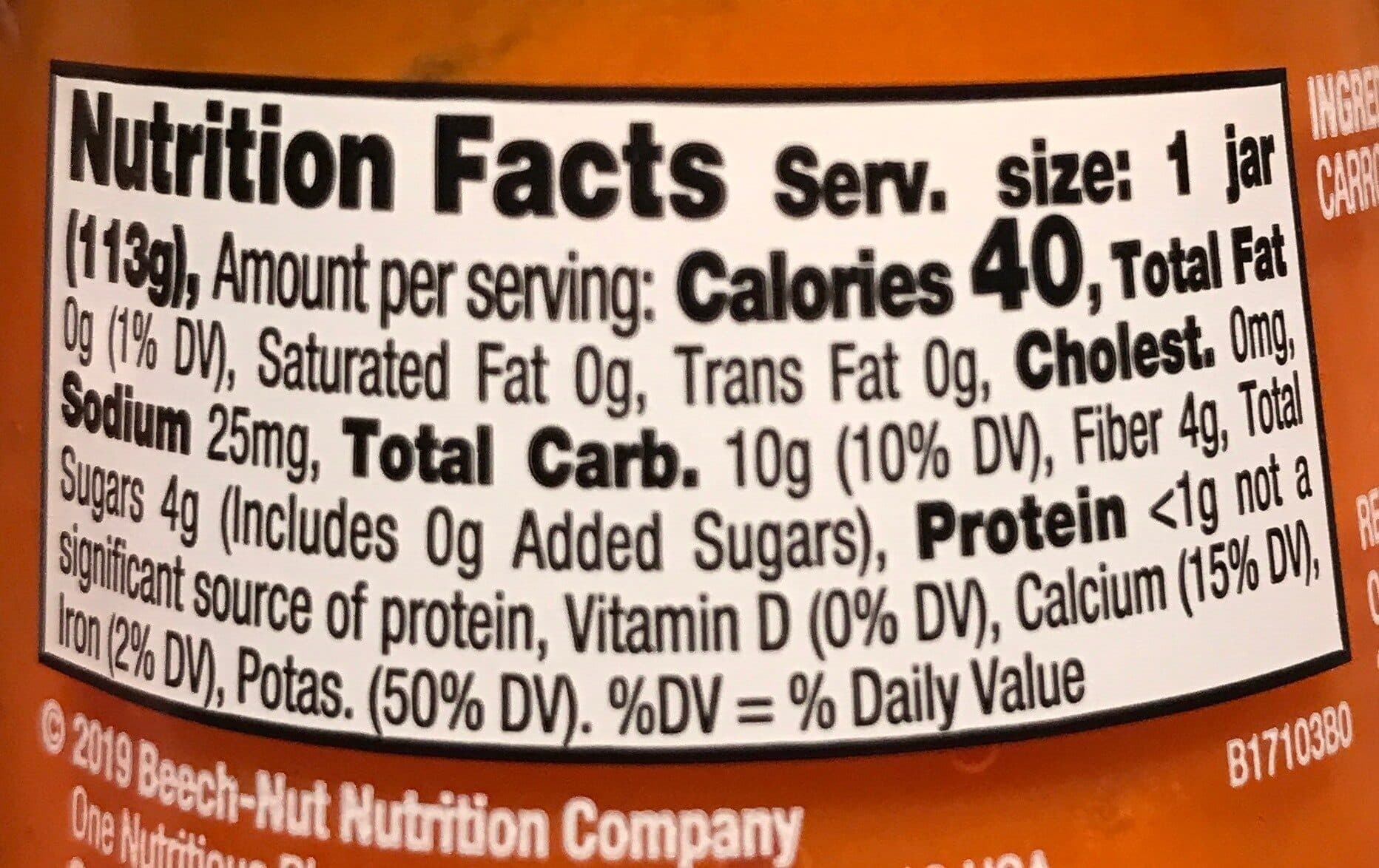 Beech-Nut Just Carrots Baby Food packshot