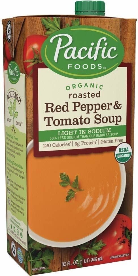 Pacific Organic creamy roasted red pepper tomato soup packshot