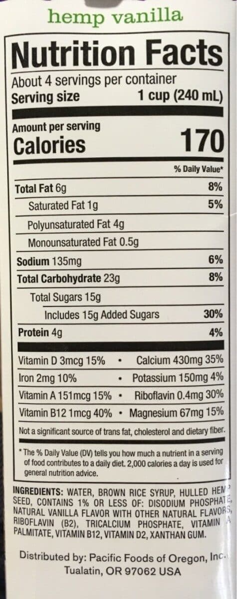 Pacific Hemp Vanilla Plant-Based Beverage packshot