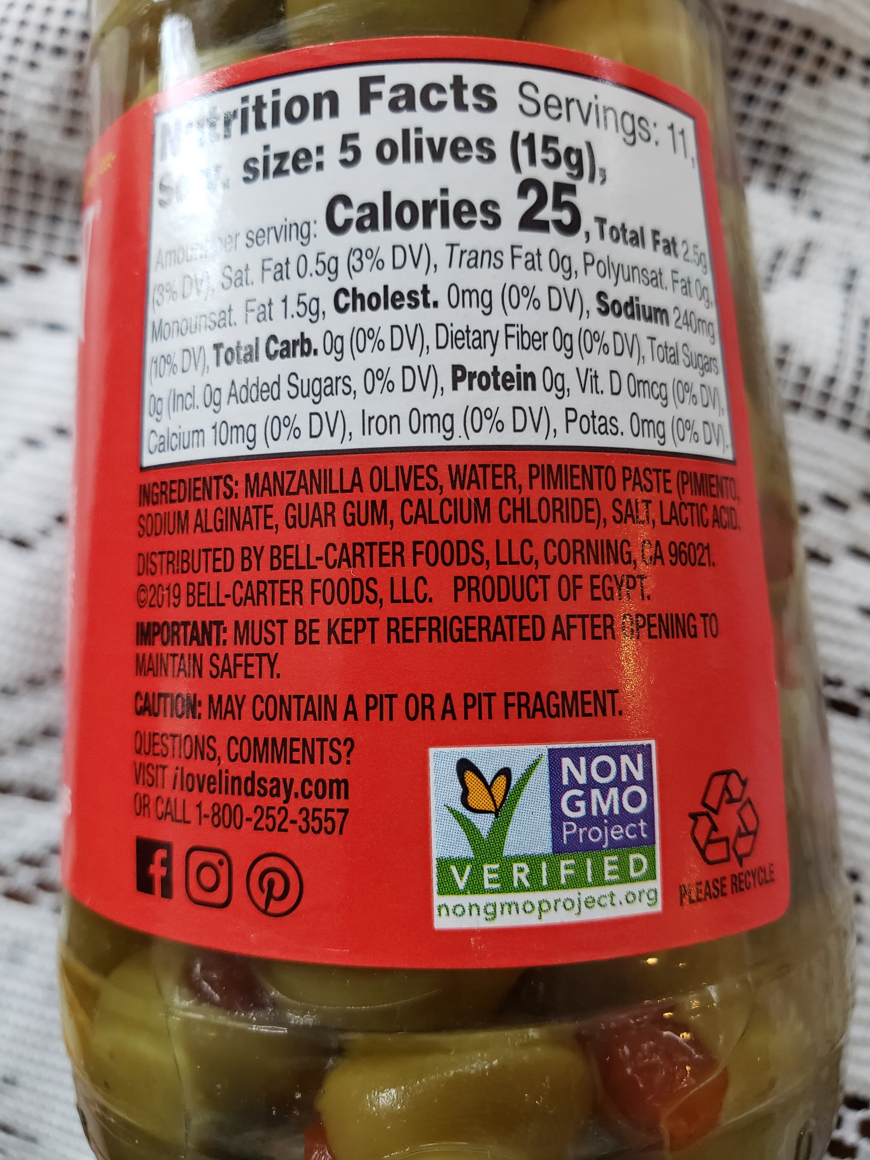 Lindsay Spanish Manzanilla Olives Stuffed With Pimiento packshot