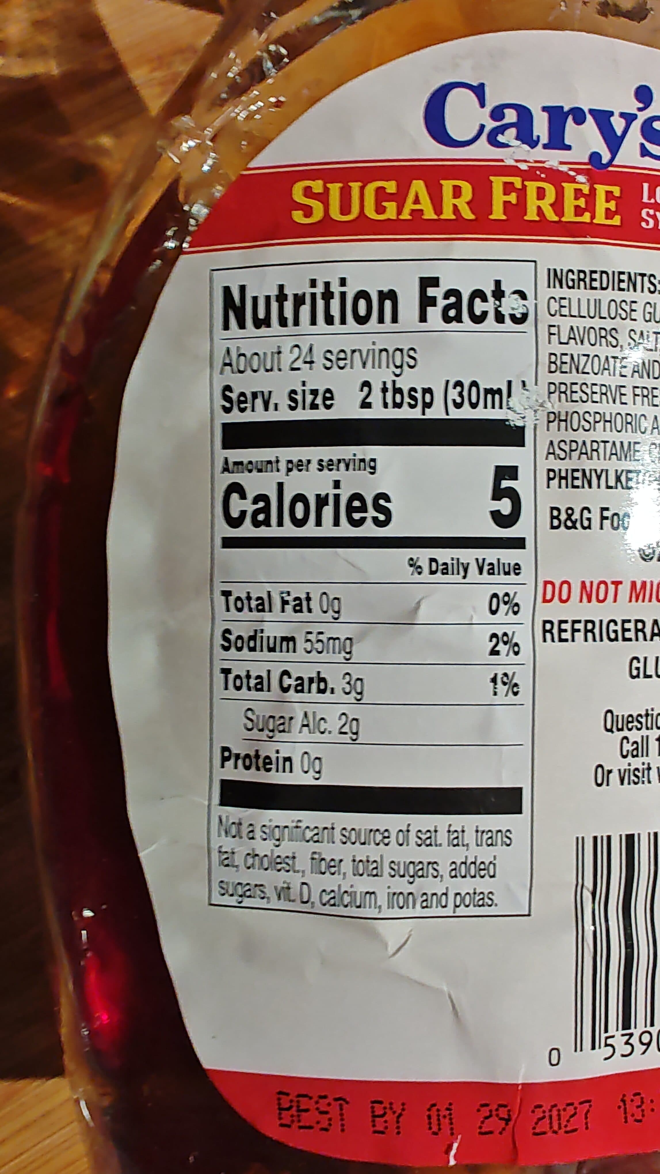 Cary's Sugar Free Low Calorie Syrup packshot