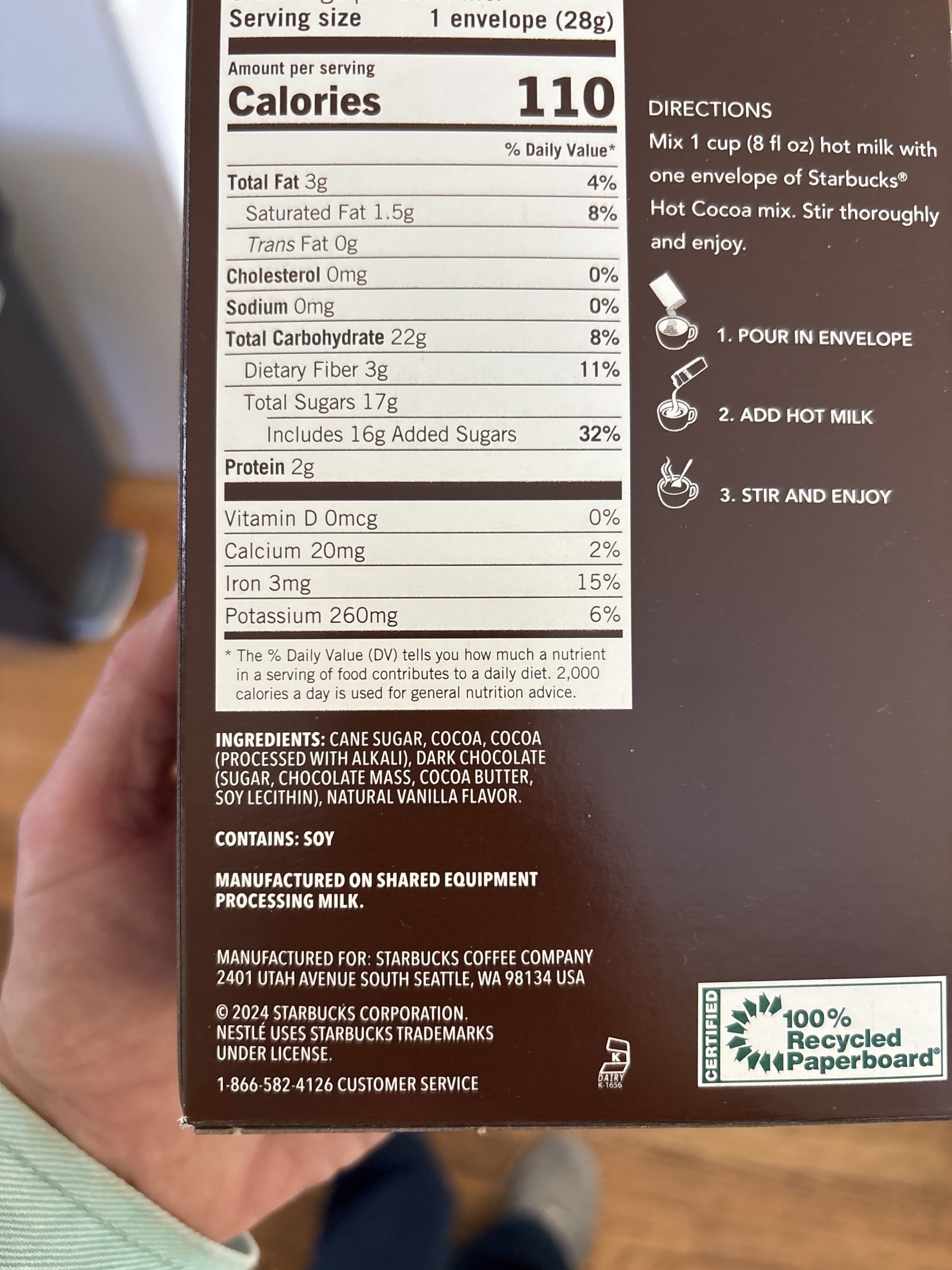 Starbucks Hot cocoa double chocolate packshot