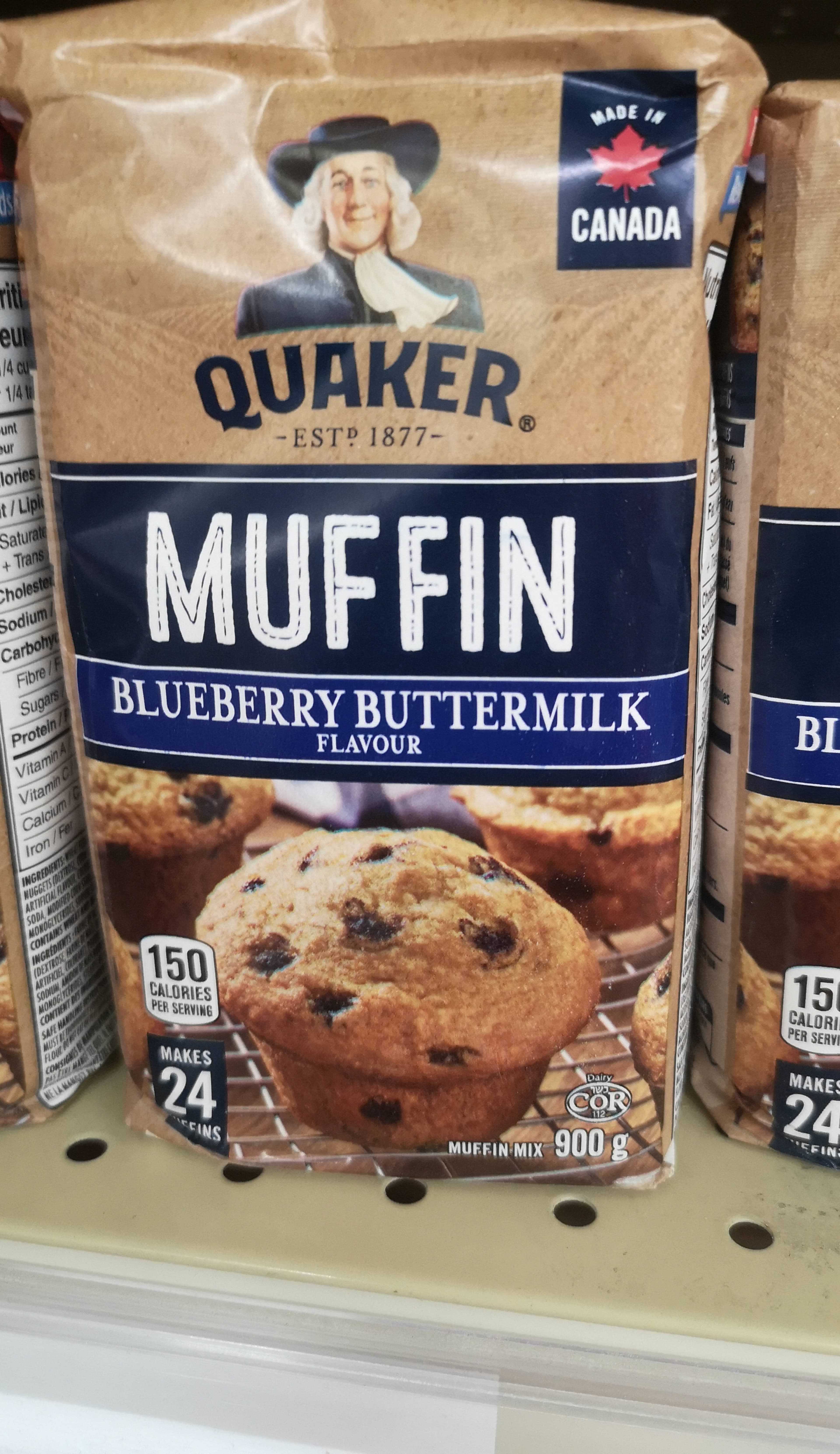 Quaker muffin mix blueberry buttermilk packshot