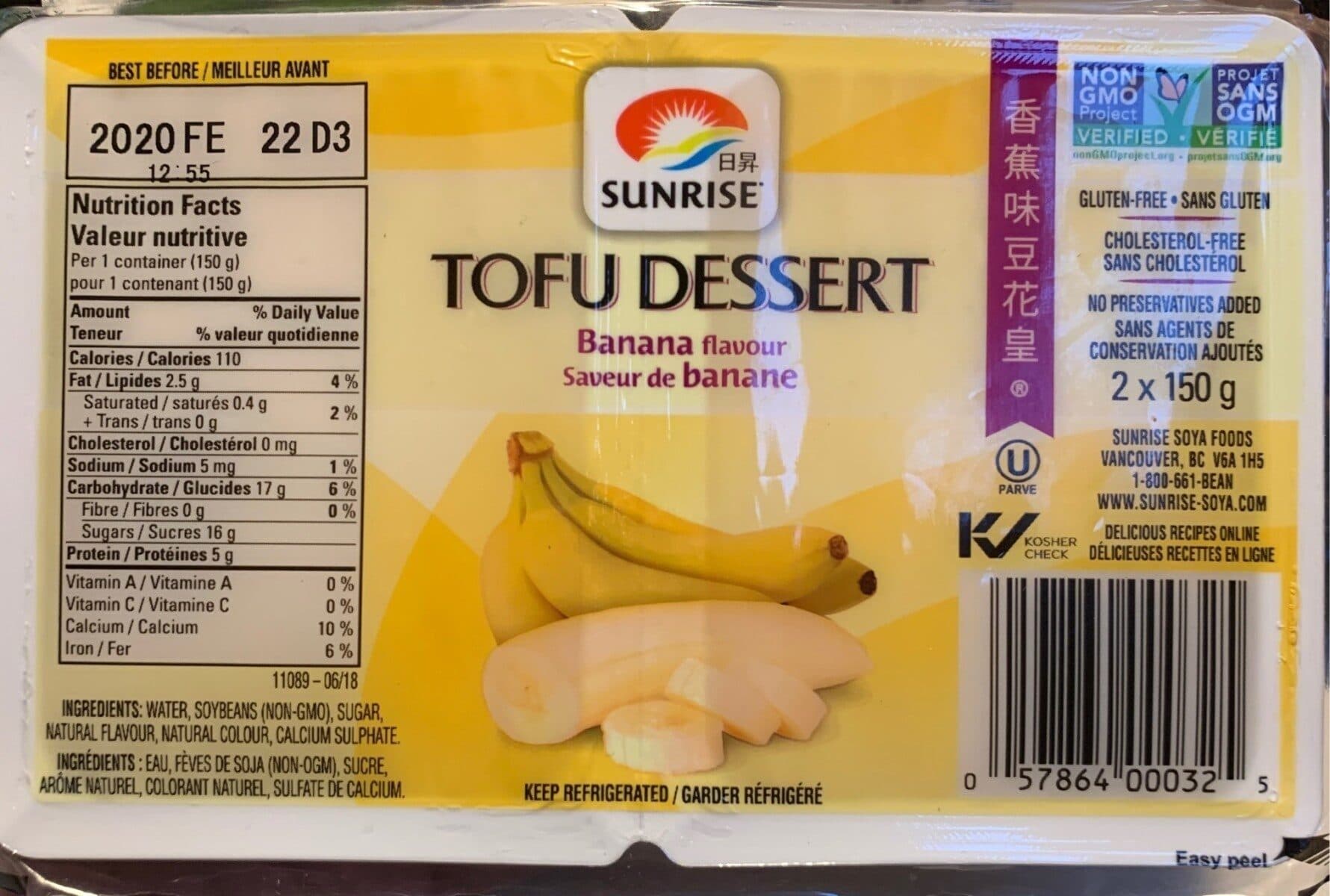 Sunrise Banana Flavour Tofu Dessert packshot
