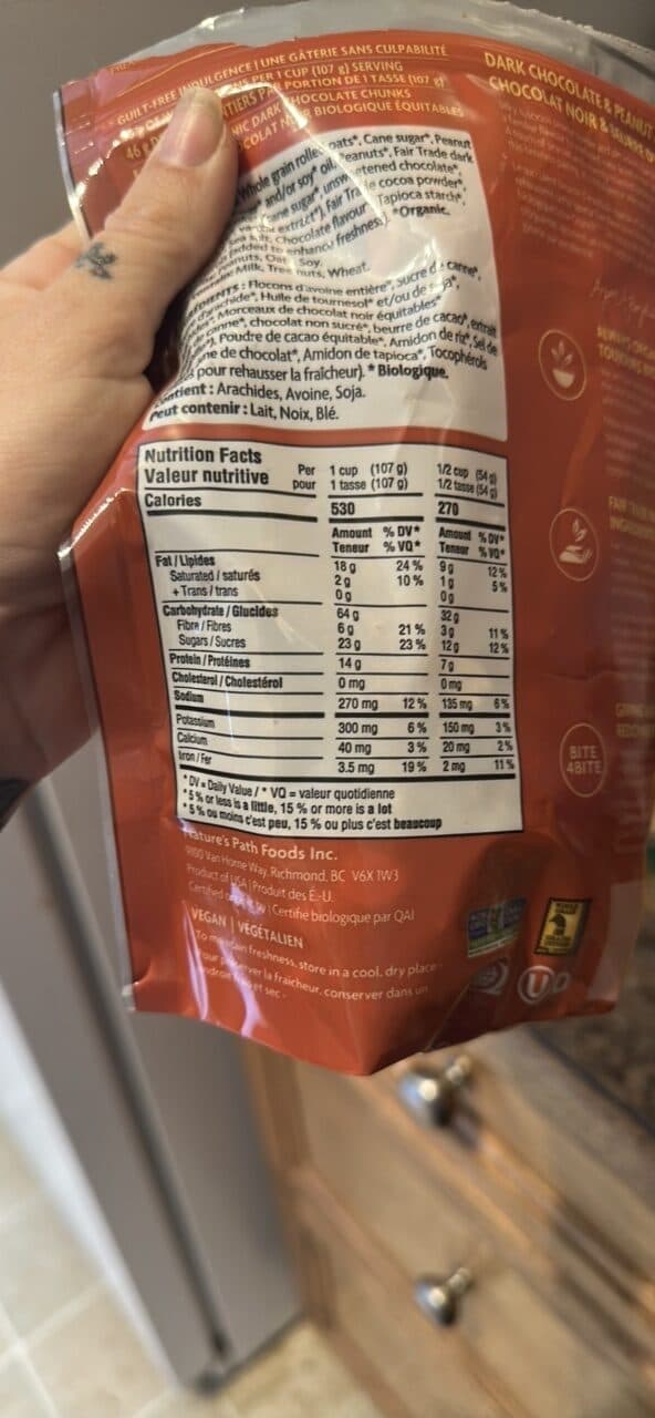 Nature's Path love crunch dark chocolate & peanut butter organic granola packshot