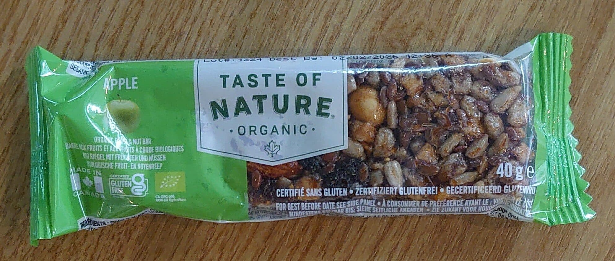Taste Of Nature Apple Fruit And Nut Snack Bar packshot