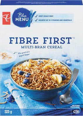 President's Choice Fibre first multi-bran cereal packshot