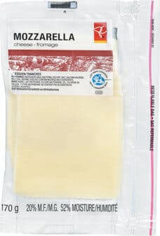 President's Choice Mozzarella cheese sliced packshot